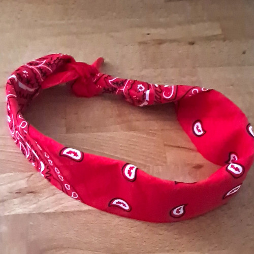 Red white paisley bandana - white,